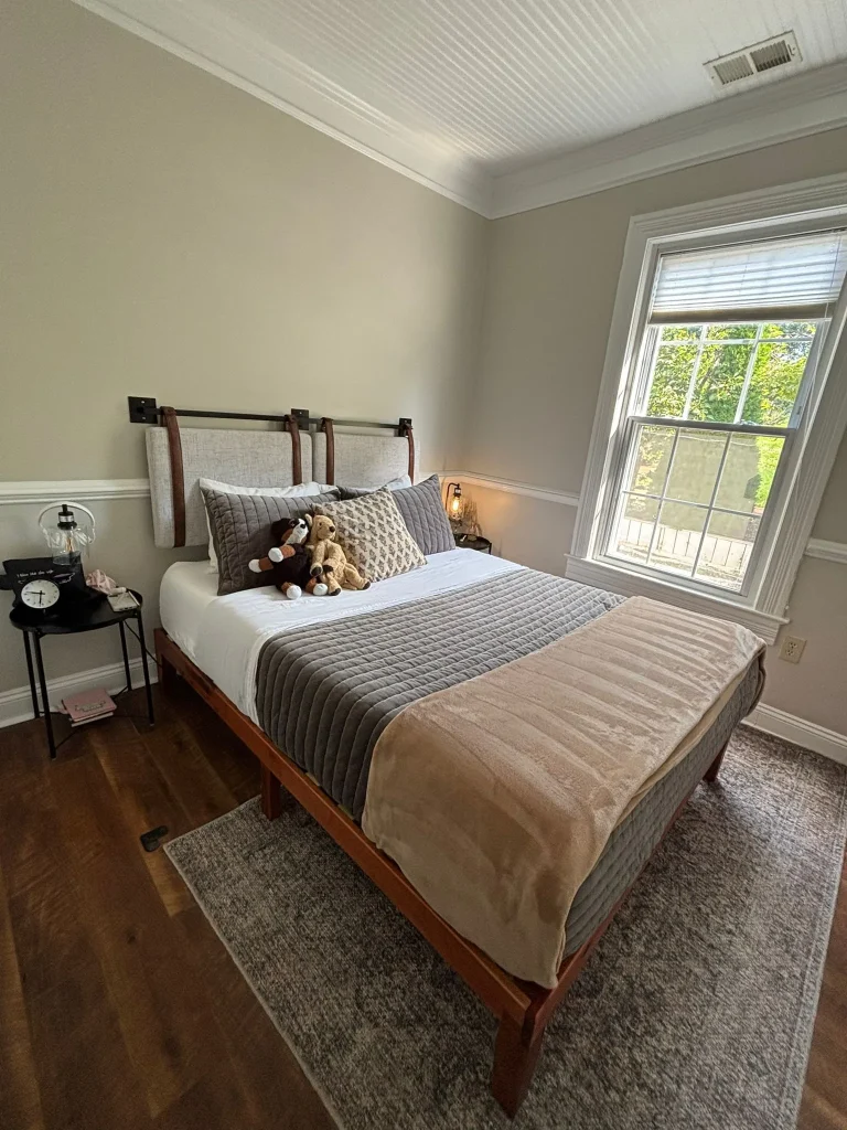 Cozy bedroom cleaning hardwood floors beadboard ceiling Leesburg VA